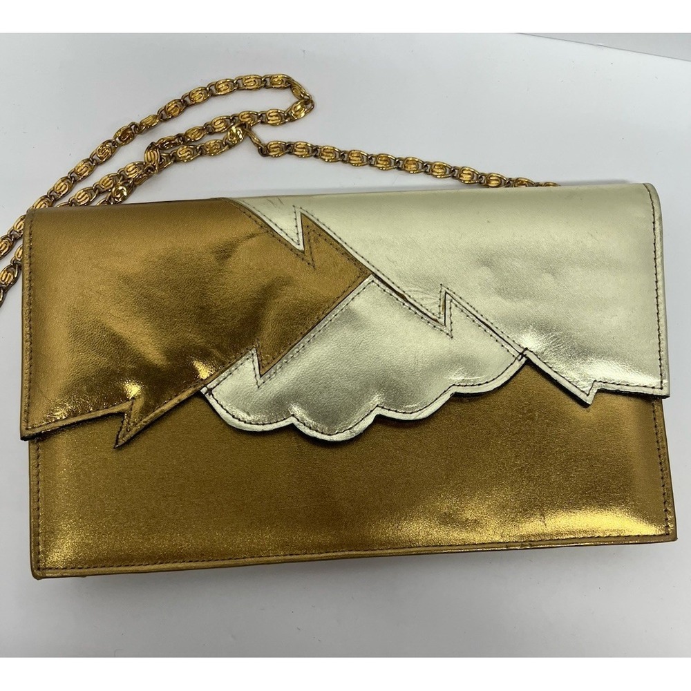 Vintage Monzo & Franco Gold Clutch Handbag - Ladies Chain Purse - Picture 3 of 7